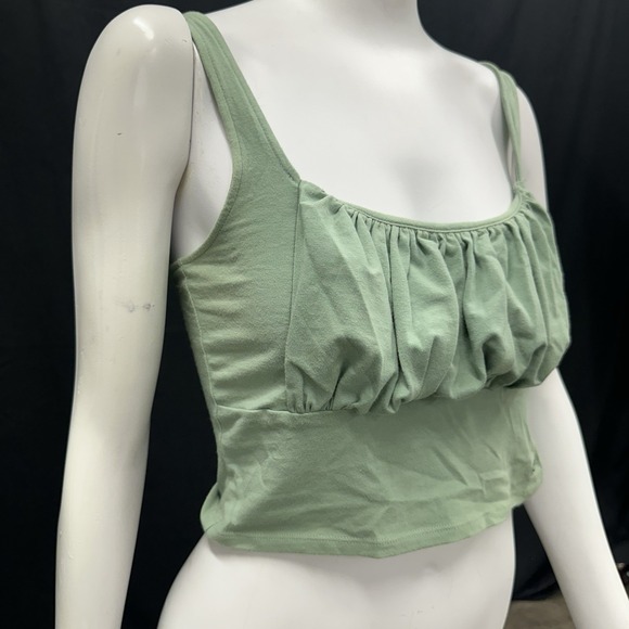 HOLLISTER Sleeveless Tank‎ Crop Top Shirt Light Green Ruffled Must Have Small - Picture 2 of 6